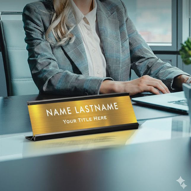 Personalised Executive Office Custom Gold Desk Name Plate (Creator Uploaded)