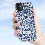 Personalised Exotic Chic Blue & White Floral Case-Mate iPhone Case<br><div class="desc">Exotic classic elegance of blue and white Chinoiserie-inspired flowers and vines on white background with customisable blank label for your name or monogram.</div>