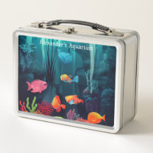 Personalised Exotic Fish Tank Aquarium Metal Lunch