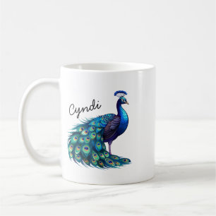 Personalised Exotic Peacock Bird Coffee Mug, Peaco Mug