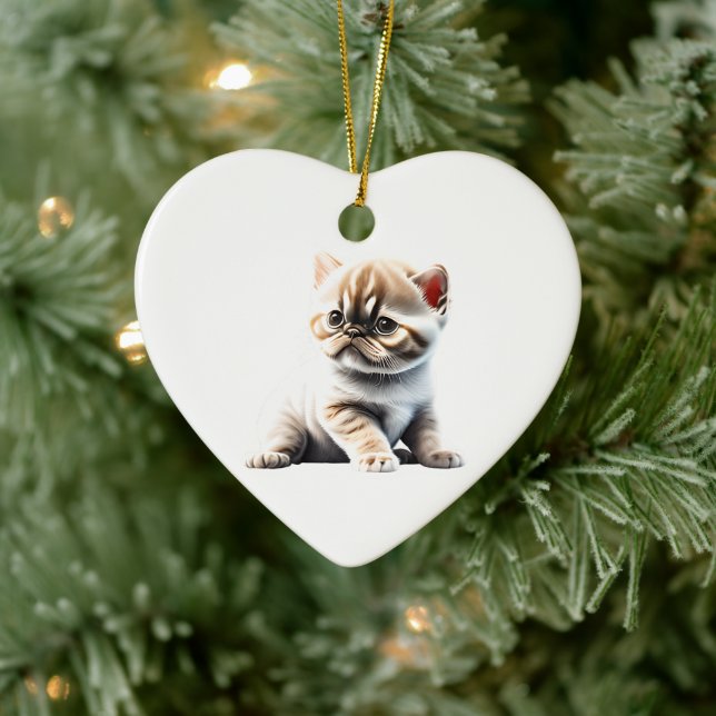 Personalised Exotic Shorthair Kitten Ceramic Tree Decoration (Tree)