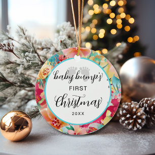 Personalised Expecting Baby Bump Christmas Ceramic Tree Decoration