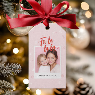 Personalised Fa La La La Pink Christmas Photo Gift Tags