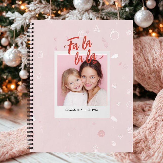 Personalised Fa La La La Pink Christmas Photo Notebook (Creator Uploaded)