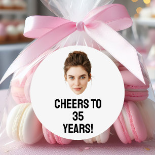 Personalised Face 20th 30th 40th 50 Birthday Party Classic Round Sticker