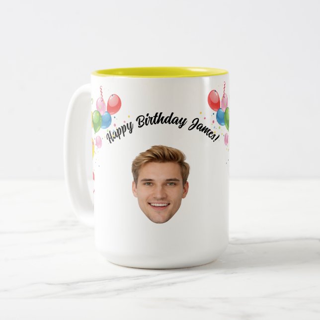 Personalised Face 20th 30th 40th 50th 60 Birthday  Two-Tone Coffee Mug (Front Left)