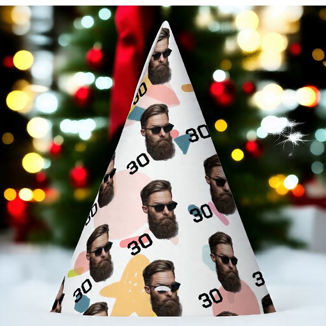 Personalised Face 20th 30th 40th 50th Birthday Party Hat (Creator Uploaded)