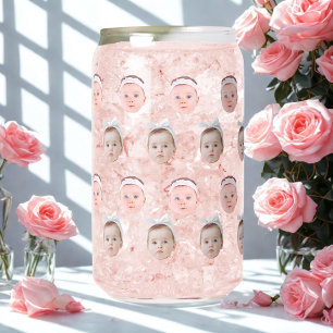 Personalised Face 2 Photos, Custom Face, Dad Mum Can Glass