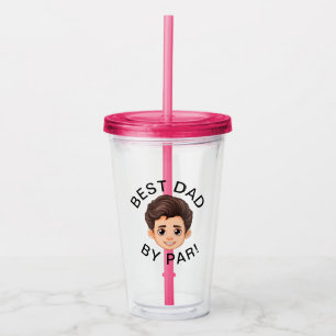 Personalised Face Best Dad By Par New Dad Acrylic Tumbler