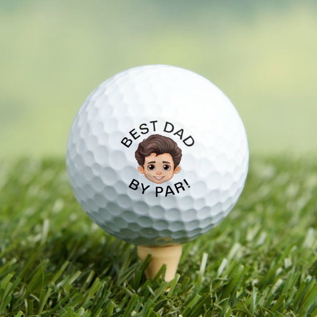 Personalised Face Best Dad By Par New Dad  Golf Balls (Insitu Tee)
