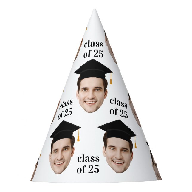 Personalised Face Class of 2025 Graduation Favours Party Hat (Front)