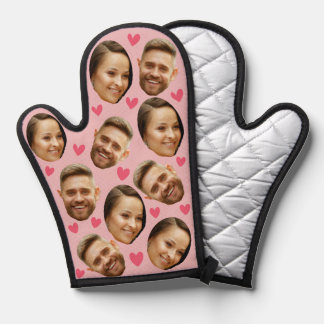 Personalised Face Custom Photo Heart Couple Blush  Oven Mitt