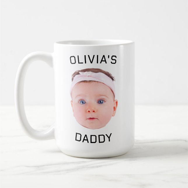 Personalised Face Mug, Custom Baby Mug, Dad Gift Coffee Mug (Left)