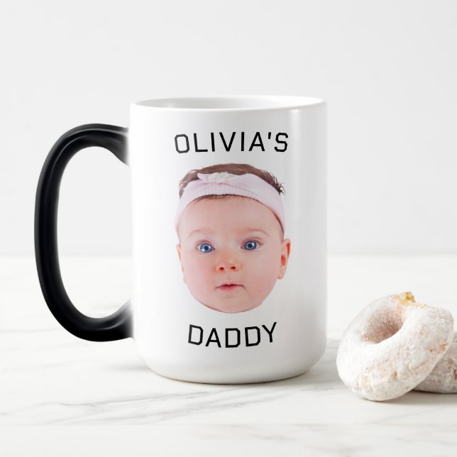 Personalised Face Mug, Custom Baby Mug, Dad Gift Magic Mug (With Donut)