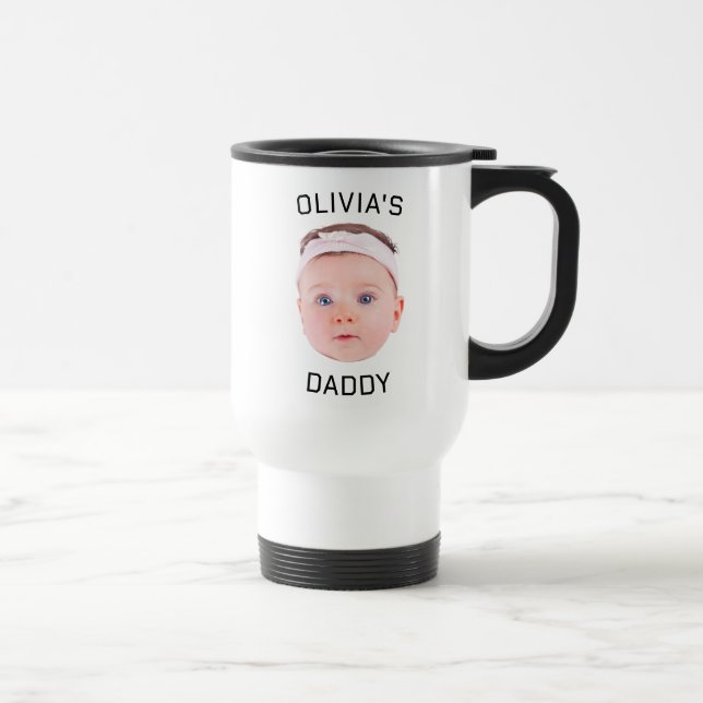 Personalised Face Mug, Custom Baby Mug, Dad Gift Travel Mug (Right)