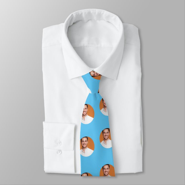 Personalised  Face Photo Blue  Tie (Tied)