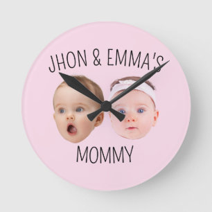 Personalised Face Photo Kids, Mother's Day Gift Round Clock