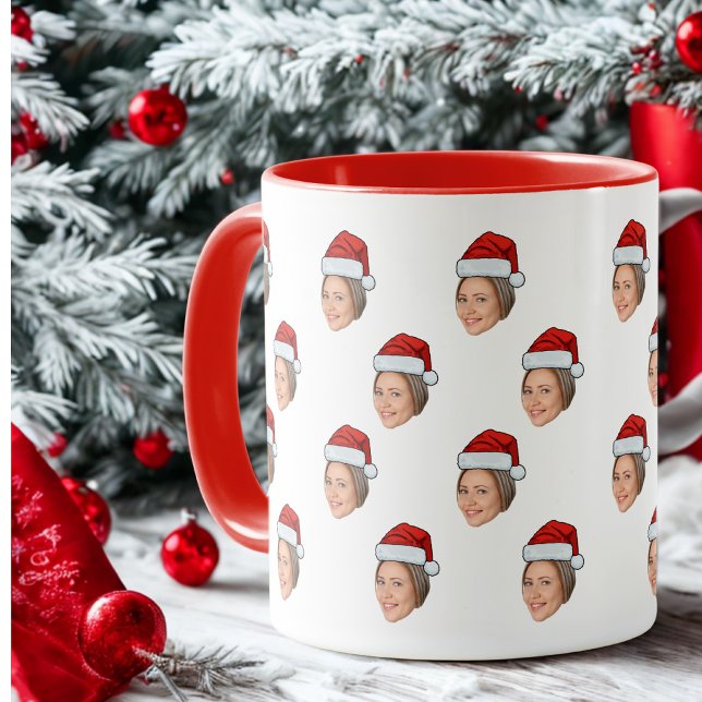 Personalised Face Photo Santa Hat Christmas Gift Mug (Creator Uploaded)