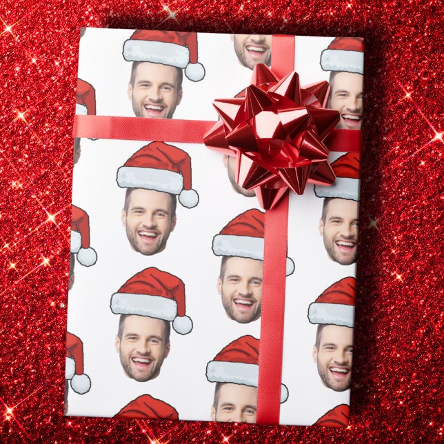 Personalised Face Photo Wrapping Paper, Santa Hat Wrapping Paper (Creator Uploaded)
