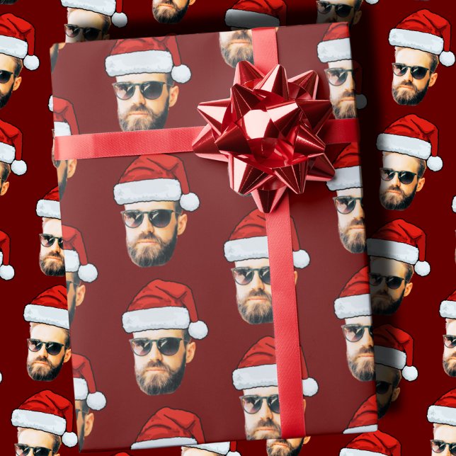 Personalised Face Santa Hat Gift Wrap Funny Heads (Creator Uploaded)