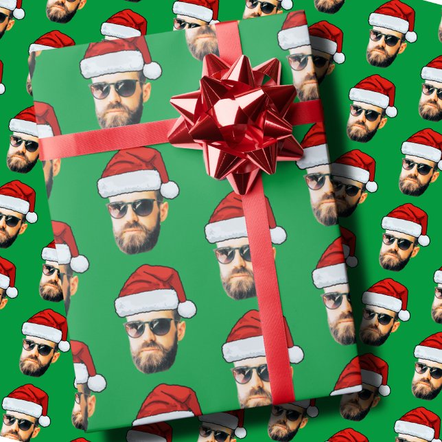 Personalised Face Santa Hat Gift Wrap Funny Heads (Creator Uploaded)