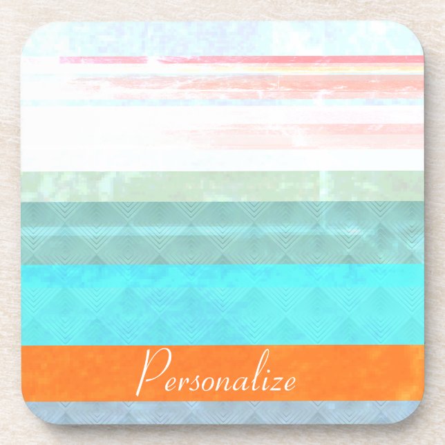Personalised Faded & Weathered Stripes Coaster (Front)