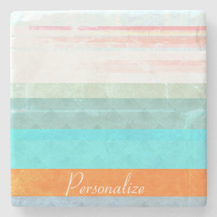 Personalised Faded & Weathered Stripes Stone Coaster