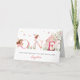 Personalised Fairy 1st Birthday Card for Girl