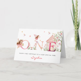 Personalised Fairy 1st Birthday Card for Girl