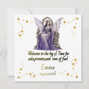 Personalised Fairy Angel 7th Birthday Party Napkin Invitation