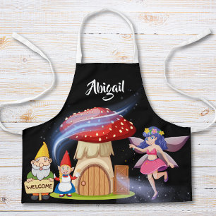 Personalised Fairy & Gnome Kids Apron   Black