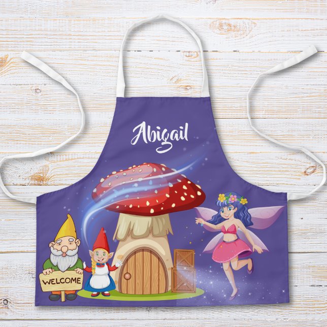 Personalised Fairy & Gnome Kids Apron | Purple (Creator Uploaded)