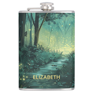 Personalised Fairy Light Forest Hip Flask