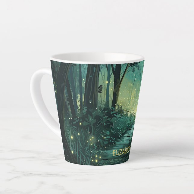 Personalised Fairy Light Forest Latte Mug (Left Angle)