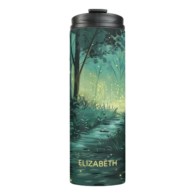 Personalised Fairy Light Forest Thermal Tumbler (Front)