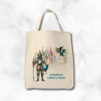 Personalised Fairy Tale Knight Library Book Tote Bag