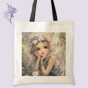 Personalised Fairy Watercolor Flower Girl Wedding Tote Bag