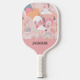 Personalised Fairytale Castle Pastel Magical Gift Pickleball Paddle