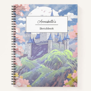 Personalised Fairytale Castle Pastel Watercolor Notebook