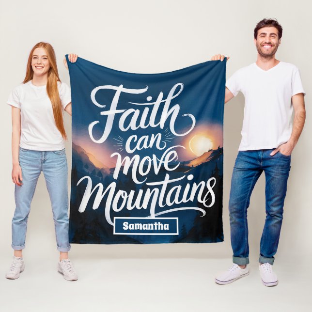 Personalised Faith Can Move Mountains Christian Fleece Blanket (In Situ)