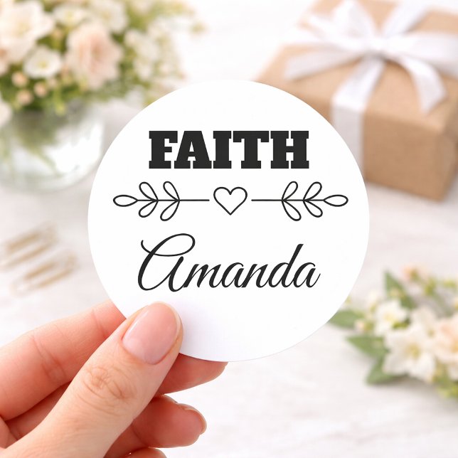 Personalised Faith Heart Christian Classic Round Sticker (Creator Uploaded)
