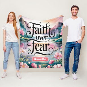 Personalised Faith Over Fear Christian Women Fleece Blanket
