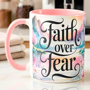 Personalised Faith Over Fear Christian Women Mug