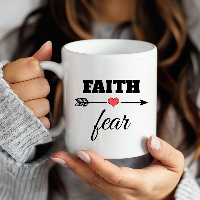 Personalised Faith over Fear Red Heart Arrow Coffee Mug (Personalized Faith over Fear Red Heart Arrow Coffee Mug)