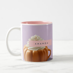 Personalised Fall Autumn Pumpkin Whipped Cream Two-Tone Coffee Mug