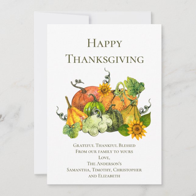 Personalised Fall Autumn Thanksgiving Day Card  (Front)