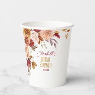  Personalised Fall Boho Floral Bridal Shower Paper Cups