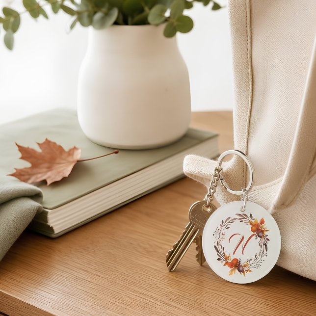 Personalised Fall Botanical Wreath Keychain (Creator Uploaded)