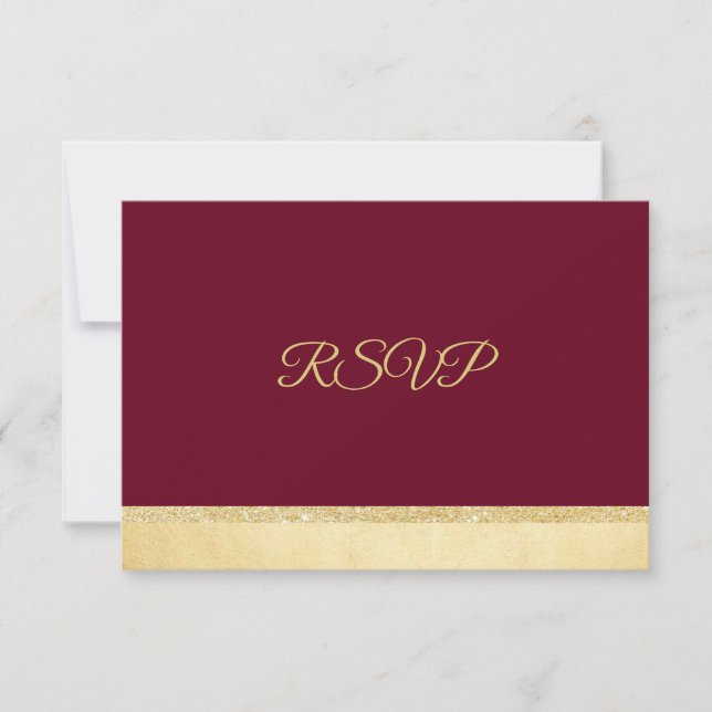 Personalised Fall Burgundy Gold RSVP Wedding (Front)