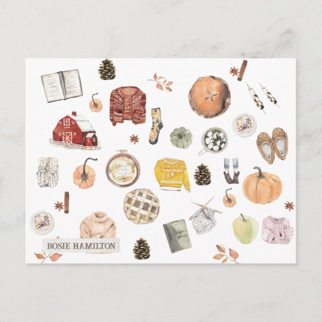 Personalised Fall Cosy October Postcards (Front)